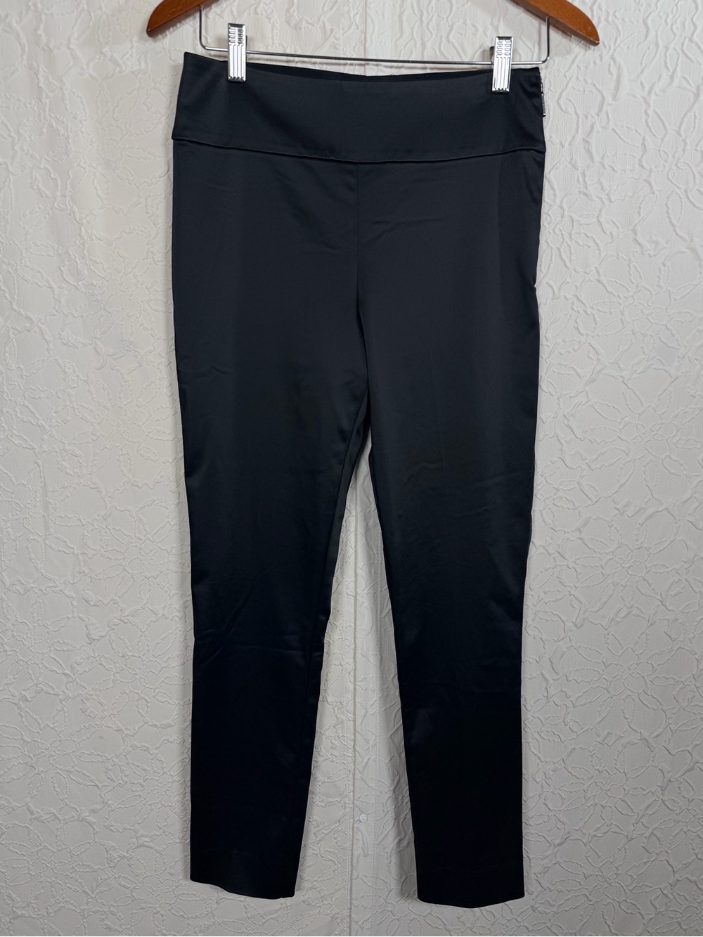 Artelier Nicole Miller Black Satin Silk Shine Dress Pants Sz 6